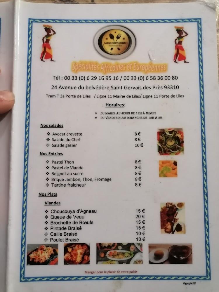 Chez Sabine - Restaurant africain - Menu Image 1