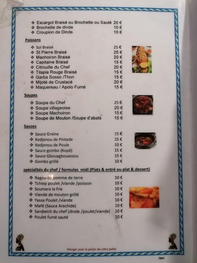 Chez Sabine - Restaurant africain - Menu Image 2